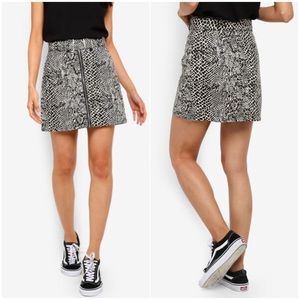 Topshop Snake Print Buckle Jean Skirt